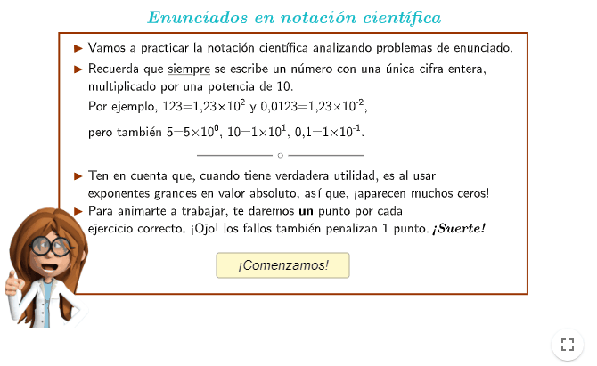 Visualización de una actividad del recurso educativo