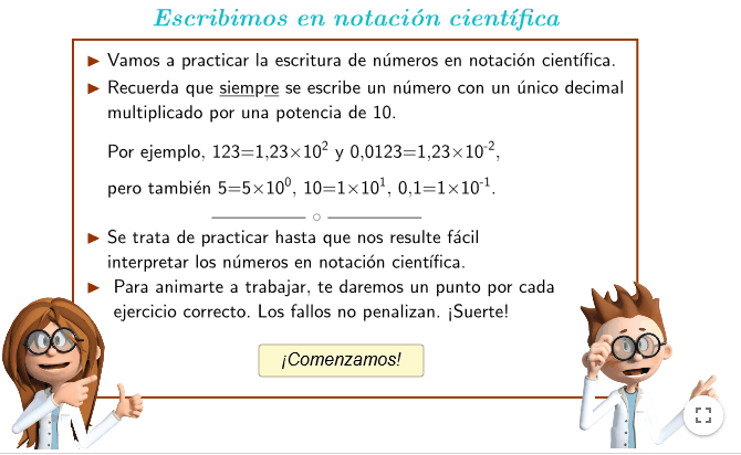 Visualización de una actividad del recurso educativo