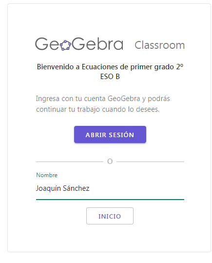 Captura de GeoGebra Classroom