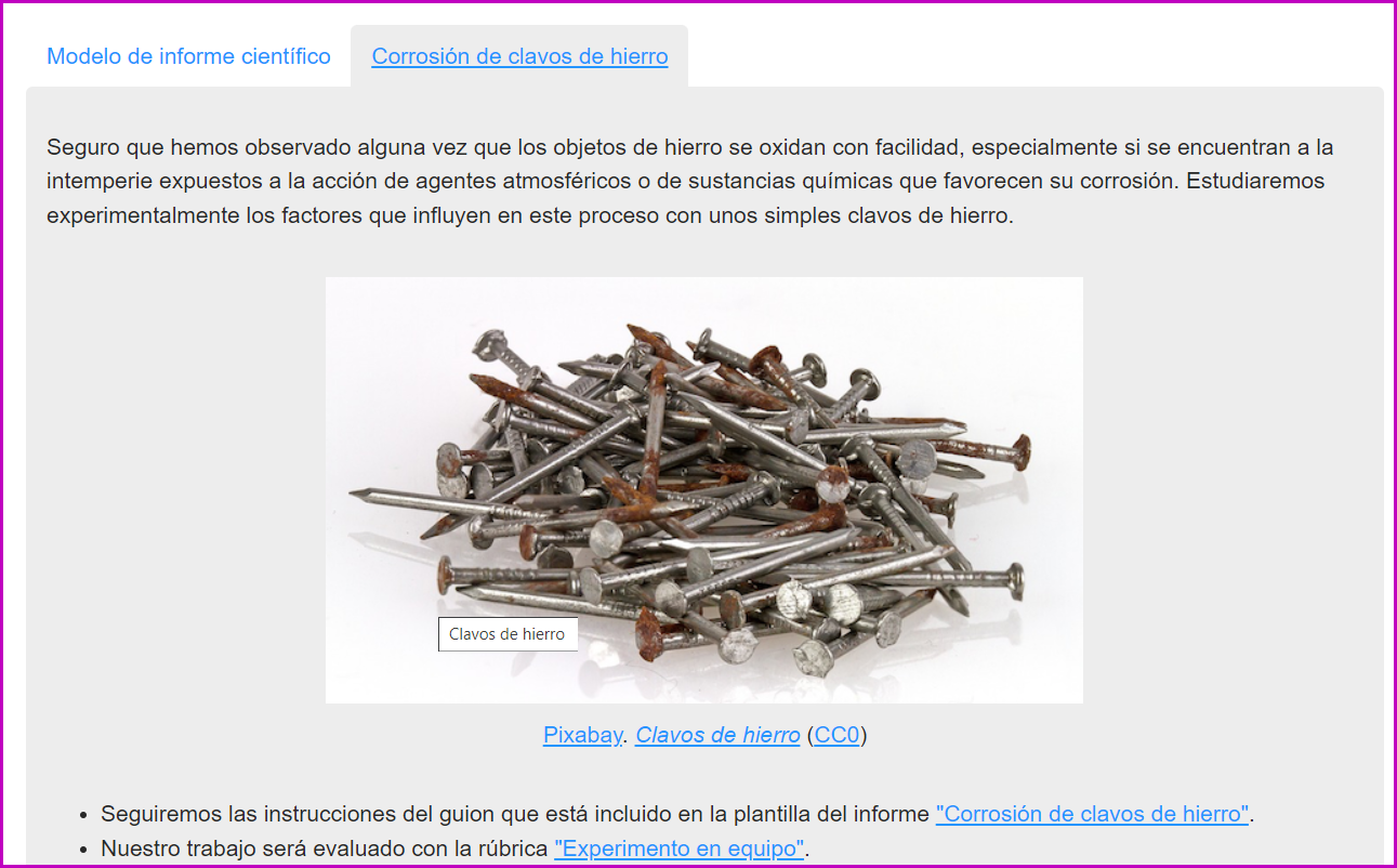 corrosión de clavos