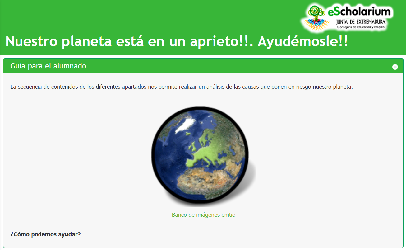 Imagen apartado: nuestro planeta está en un aprieto, ayudémosle