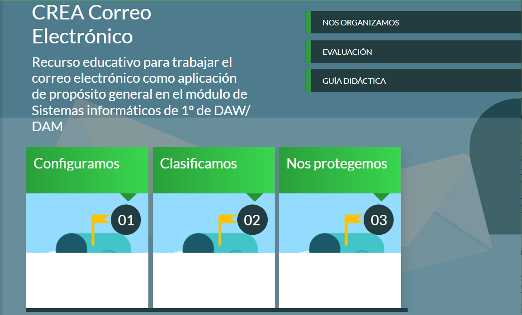 Índice del REA. Aparecen las tres secciones configuramos, clasificamos y nos protegemos