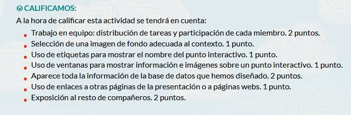 Lista de criterios de calificación