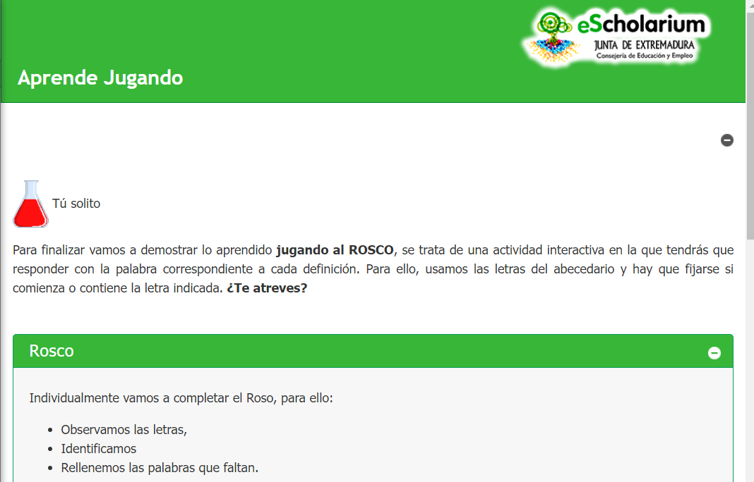 Imagen sobre la sección aprende jugando