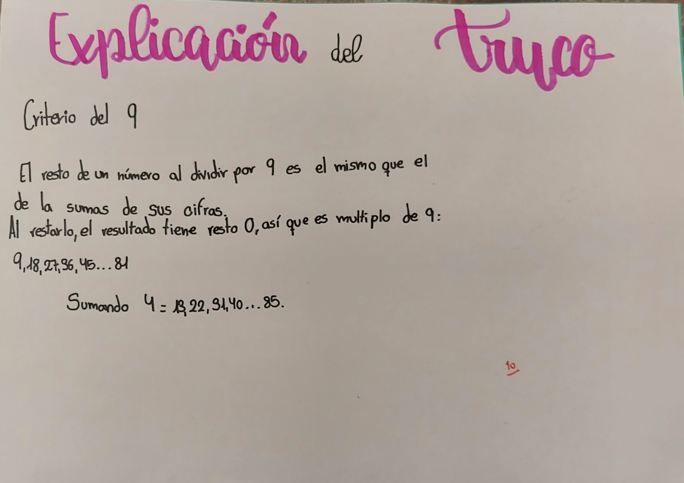 Imagen de un mural realizado por el alumnado. Explicación del truco