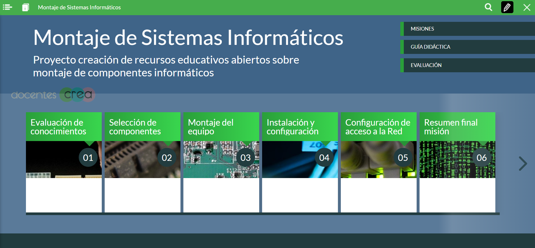 Captura de la pantalla principal del REA