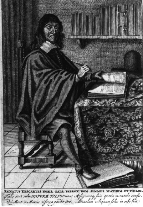 Descartes en su escritorio