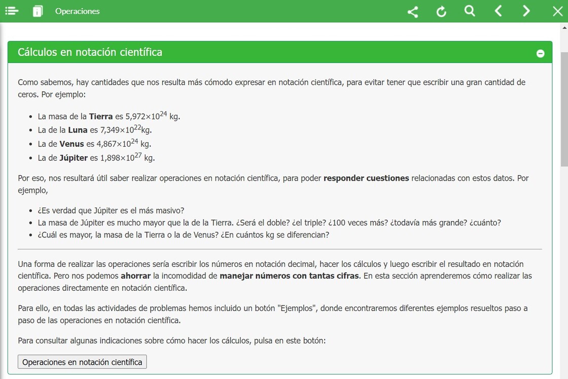 Captura del apartado Operaciones del REA