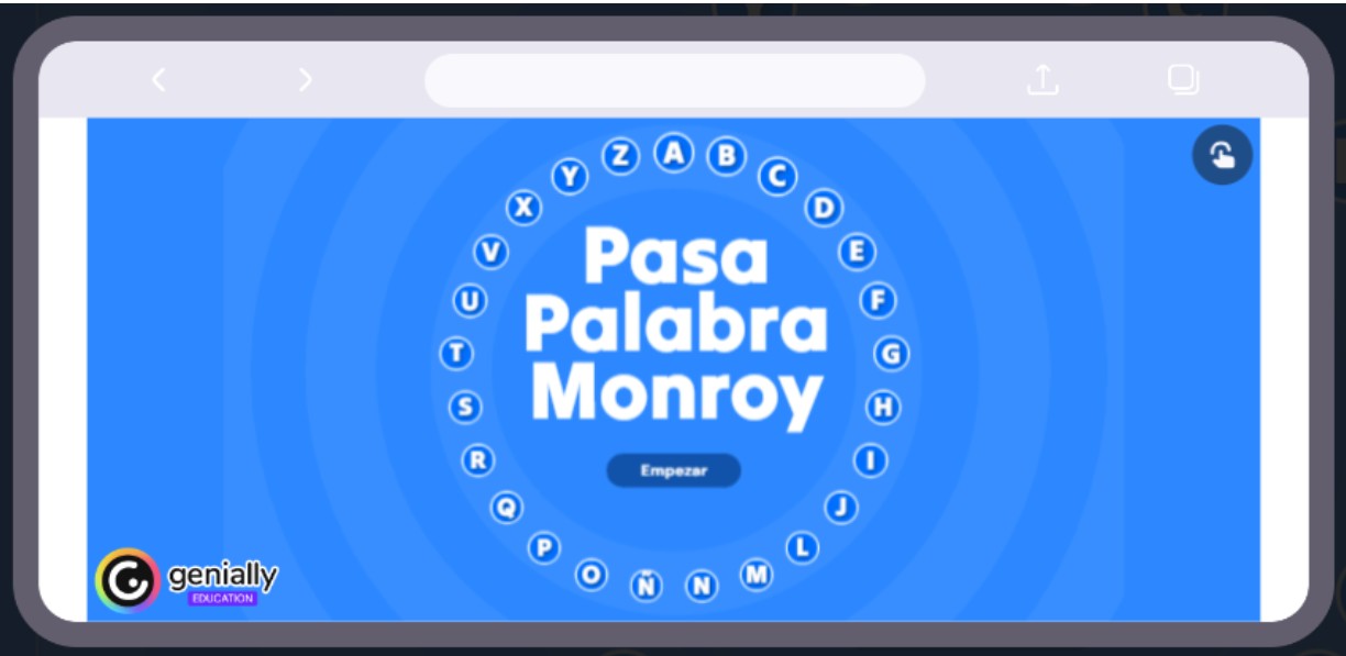 Captura del Genially Pasapalabra