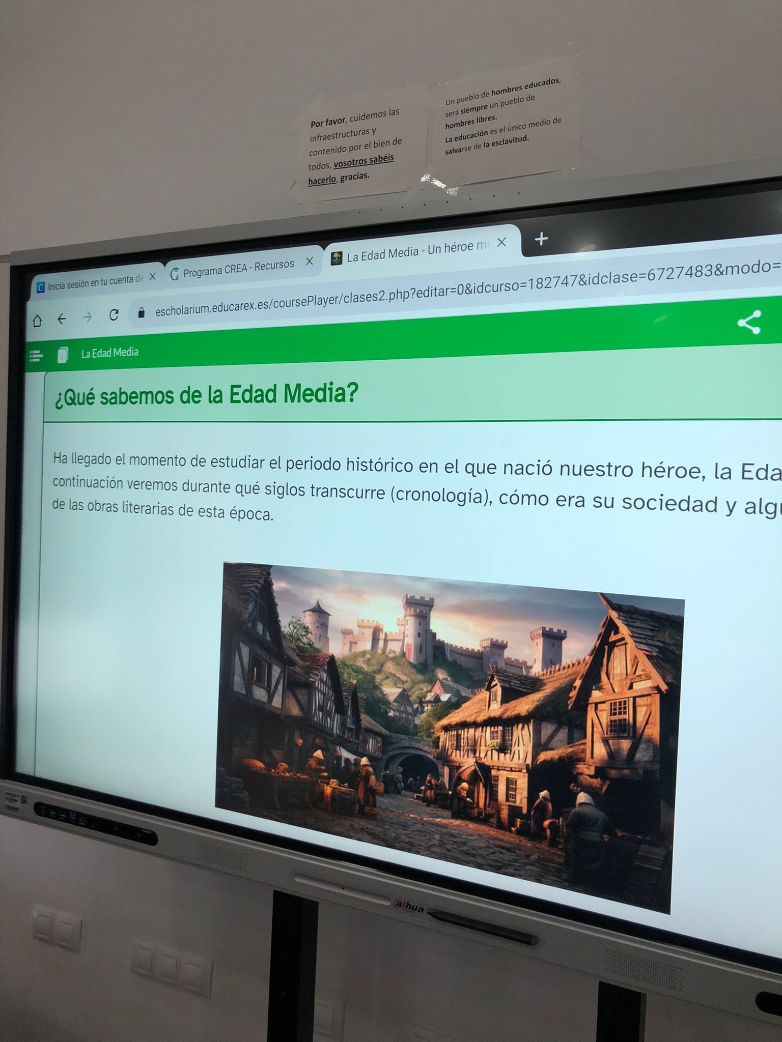 Captura de la pantalla en el aula