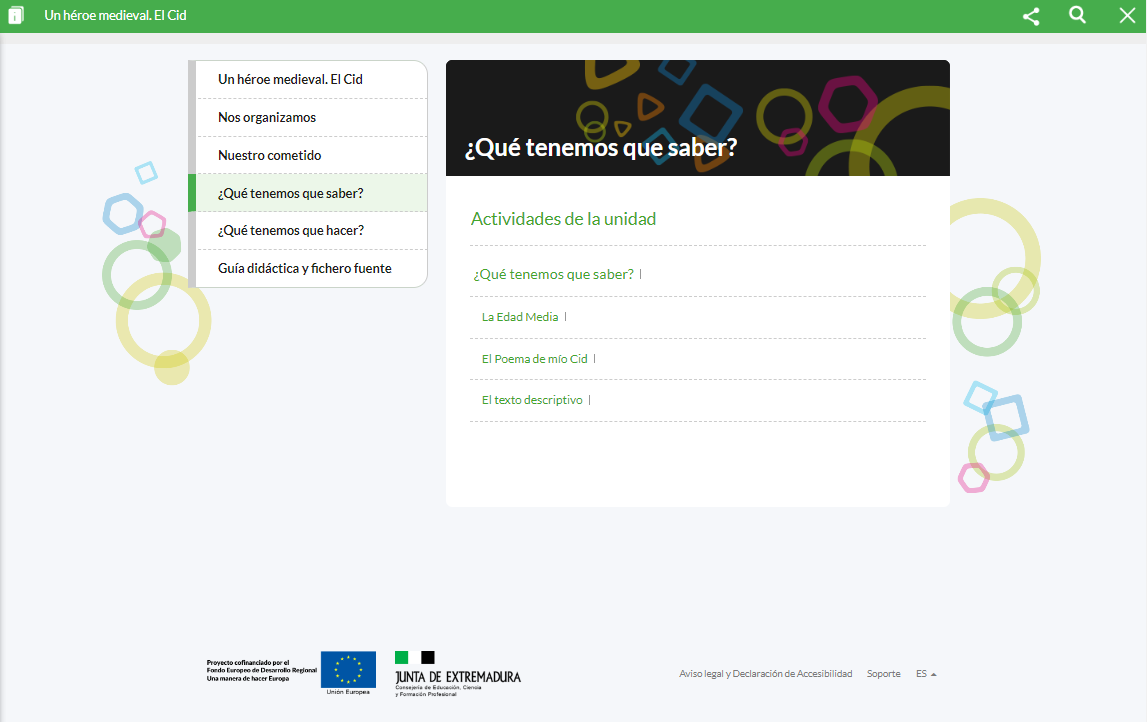 Imagen del índice del apartado del REA