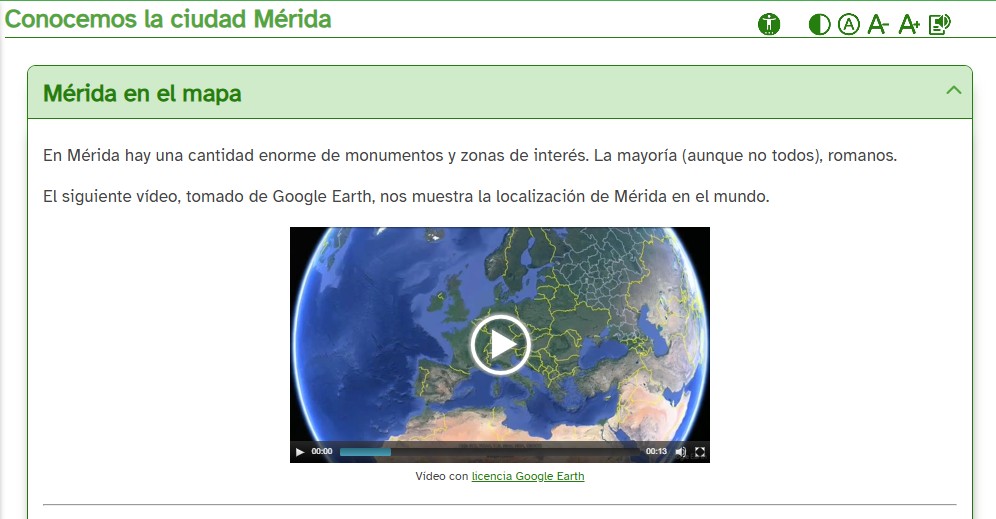 Captura de la actividad de la visita virtual de Mérida