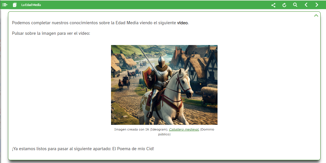 Imagen del REA en el que se muestra un vídeo sobre el CID