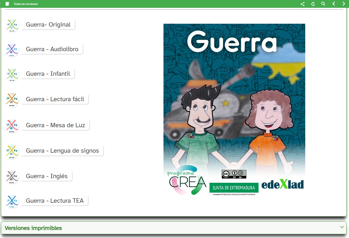 Guerra: categorías y portada